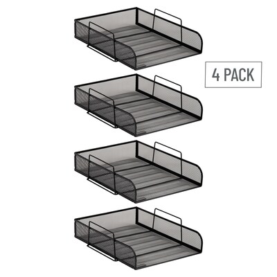 Mind Reader 4-Tier Stackable Paper Desk Tray, Metal Mesh, Black, 4/Pack (BSTACK4-BLK)