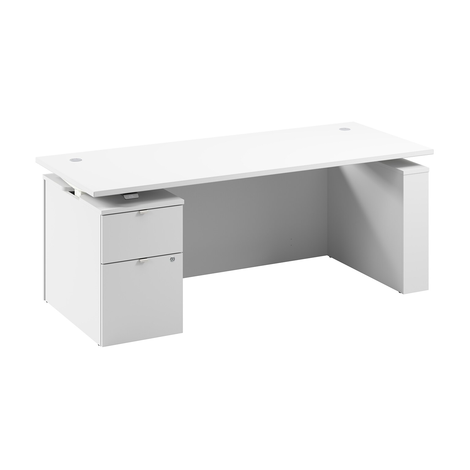 Bush Business Furniture Stratus 72W Electric Adjustable Standing Desk with File Cabinet, White (SUT008WH)