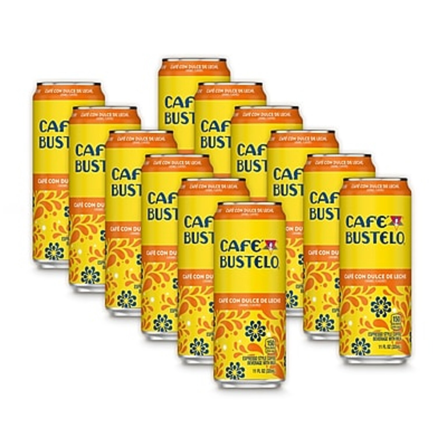 Café Bustelo Ready to Drink Café con Dulce de Leche Liquid Coffee, Espresso Roast, 11 oz., 12 Cans/Carton (76980)
