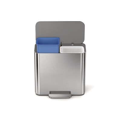 simplehuman 15L Mini Office Recycler with Liner Pocket, Brushed Stainless Steel, Indoor Step Trash Can, 4 Gallons (CW2120)