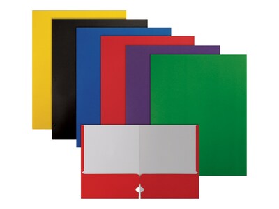 Better Office 3-Hole Punched 2-Pocket Portfolio Folders, Assorted Colors, 100/Pack (80100-100PK)