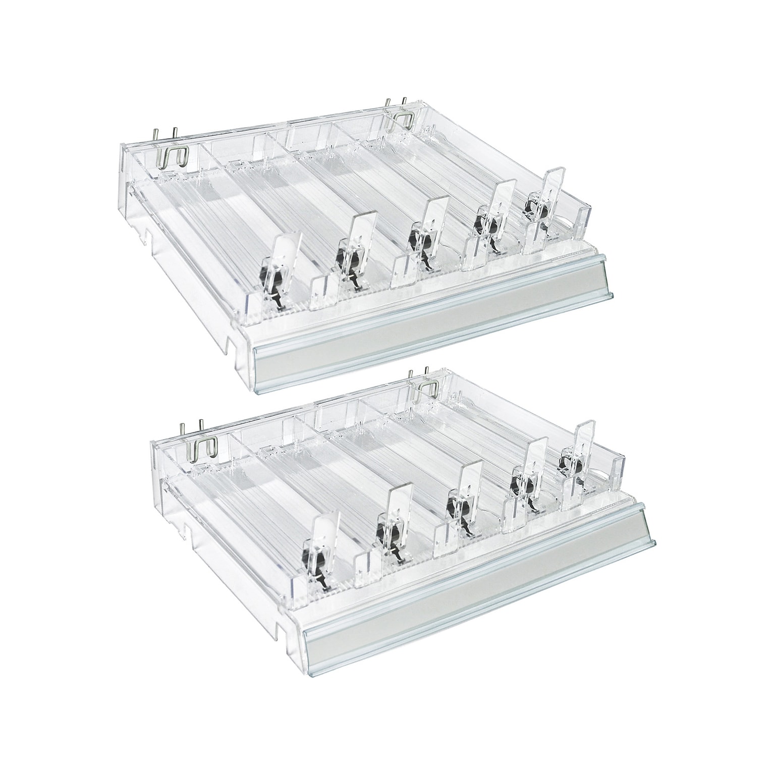 Azar 2.63 x 12 Pegboard 5-Compartment Cosmetic Tray, Clear, 2/Pack (225830-SHORT-CLR-2PK)