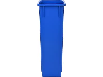 Alpine Industries Polypropylene Recycling Bin with Lid and Dolly, 23 Gallon, Blue (ALP477-BLU4-PKD)