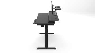 VersaDesk PowerLift Split-Level 60"W Electric Rectangular Adjustable Standing Desk, Black (PL2SD6030-BB)