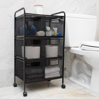 Mind Reader 6-Drawer Office Utility Cart, Black (6DRMESH-BLK)
