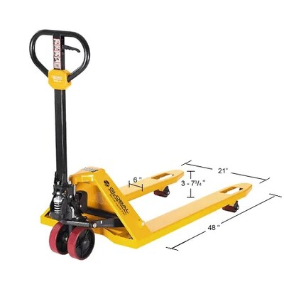 Global Industrial Industrial Duty Manual Pallet Jack, 5500 lb. Capacity, 21"W x 48"L Forks (251784)