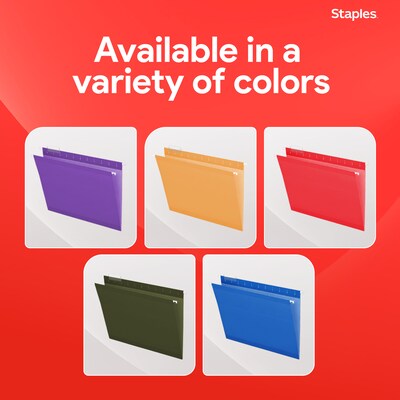 Staples Hanging File Folders, 1/5-Cut Tab, Letter Size, Purple, 25/Box (ST419200-CC)