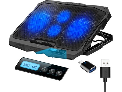 Purely C14 Height-Adjustable 17” Laptop Cooling Pad Stand with 4 Fans, 2 USB Ports (PLSC14)