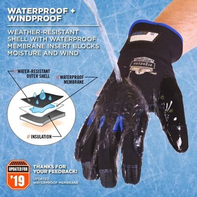 ProFlex 818WP Performance Thermal Waterproof Utility Gloves, Black, Large (17384)