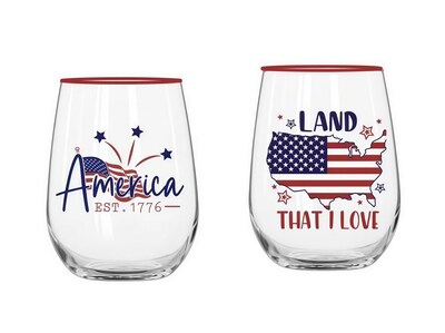 Americana Wine Glass and Land That I Love Wine Glass