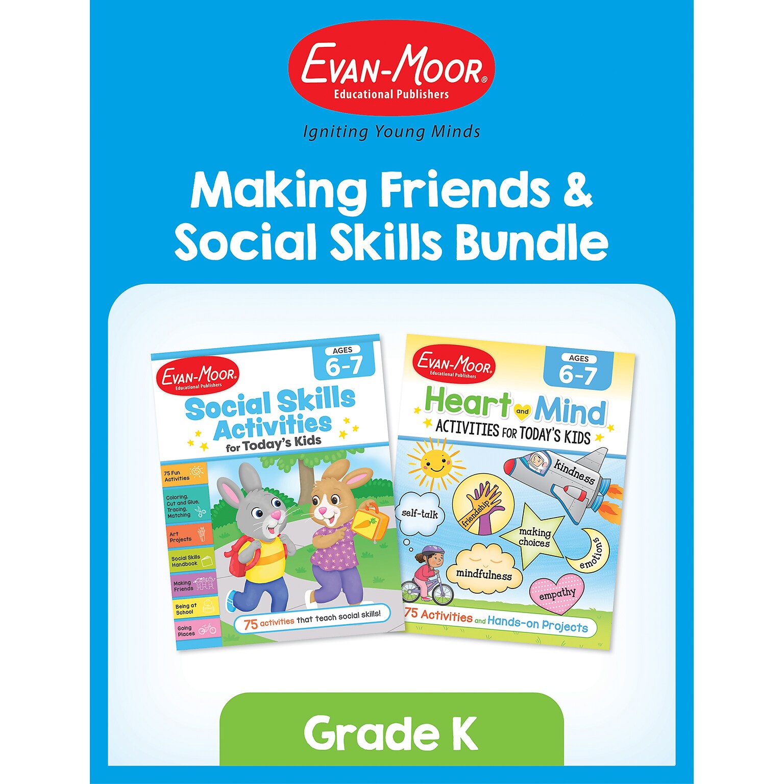 Evan-Moor Making Friends & Social Skills Bundle, Grade K Workbook, 2 Books/Set (EMC6278)