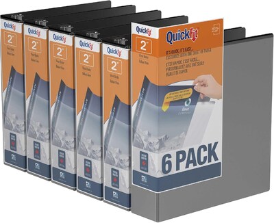 Davis Group QuickFit 2 3-Ring Standard Binders, Black, 6/Pack (88031-06)