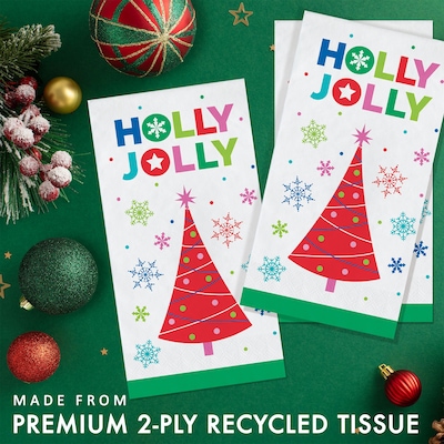 Say Hooray! Joyful and Jolly Paper Plates and Guest Towels Kit, Multicolored, 48/Pack (DTC9404E2H)