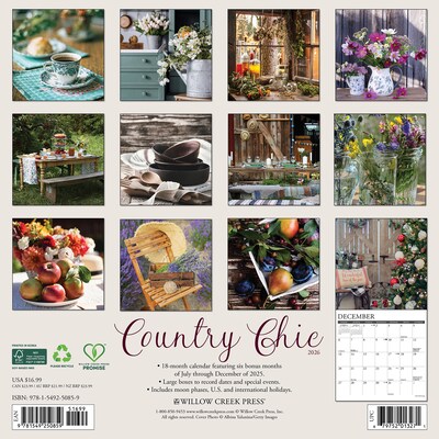 2026 Willow Creek Country Chic 12 x 12 Monthly Wall Calendar (50859)
