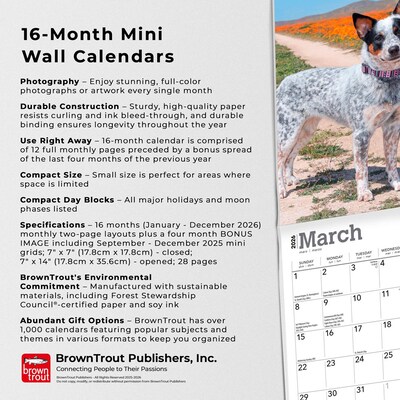 2026 BrownTrout Australian Cattle Dogs 7" x 7" Monthly Wall Calendar (9798330702183)