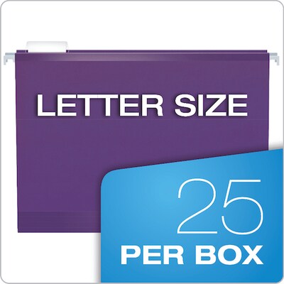 Pendaflex Reinforced Hanging File Folders, 1/5 Tab, Letter Size, Assorted Jeweltone Colors, 25/Box (PFX 4152 1/5 ASST2)