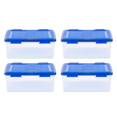 Iris 30.6 Quart Element Resistant Ultimate Clear Plastic Latching Storage Bin, Clear, 4/Pack (500138