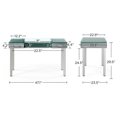 Union & Scale™ Prestige 47"W Glass Computer and Writing Desk, Gray (UN56948)