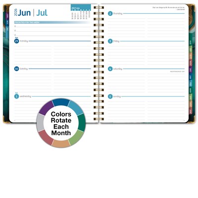 2026-2027 Excello Brands 8.5" x 11" Academic Weekly & Monthly Planner, Paperboard Cover, Teal Gold Marble (FSHN-AY26-8511-54)