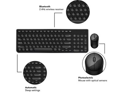 OTM Essentials Wireless Keyboard and Optical Mouse Combo, Black, 5/Pack (ROB-B3WBK-5PK)