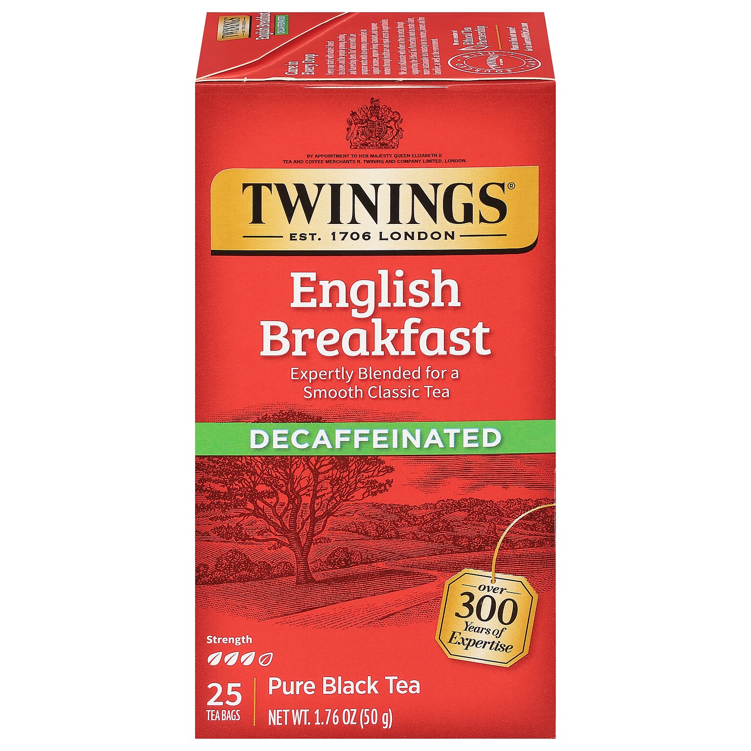 Twinings Decaf English Breakfast Black Tea Bags, 25/Box (TNA51727)