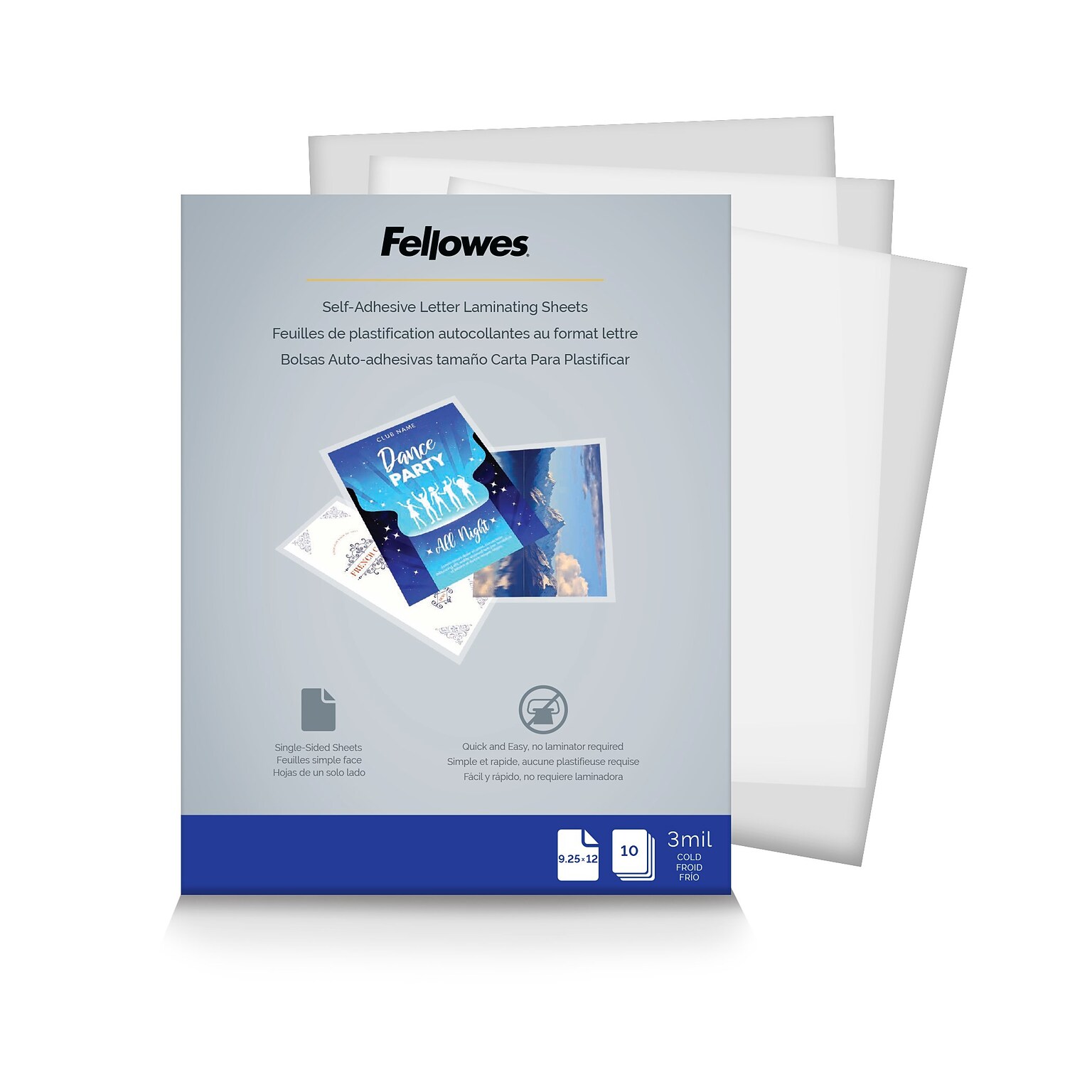 Fellowes Self-Adhesive Laminating Sheets, Letter Size, 9 x 12, 10/Pack (5221501)