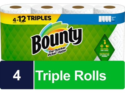 Bounty Select-A-Size Triple Roll Paper Towels, 2-Ply, 135 Sheets/Roll, 4 Rolls/Pack (06134)