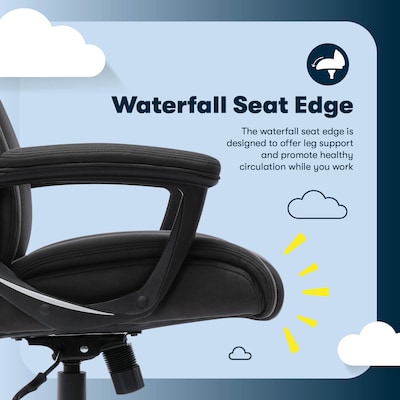 Serta Comfort Eco Ergonomic Velvet Fabric Swivel Executive Chair, Light Black (CCHR10006B)