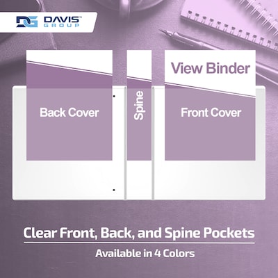 Davis Group Standard View 2" 3-Ring Binders, Lavender, 6/Pack (7413-13-06)