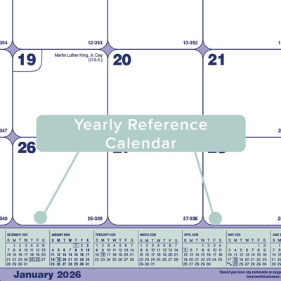 2026 Blueline 21.25" x 16" Monthly Desk or Wall Calendar, Blue/White (C181731)