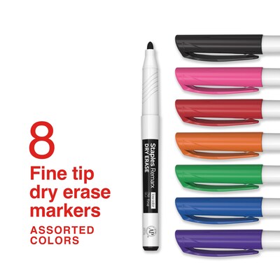 Staples Remarx Dry Erase Marker, Fine Tip, Assorted, 8/Pack (ST62934)