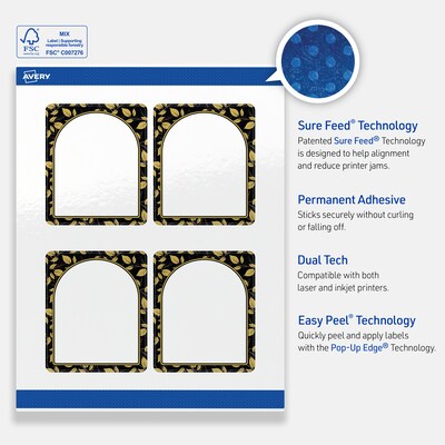 Avery Rectangle Laser/Inkjet Multipurpose Labels, 4" x 3-1/3", White, 40/Pack (19479370834)