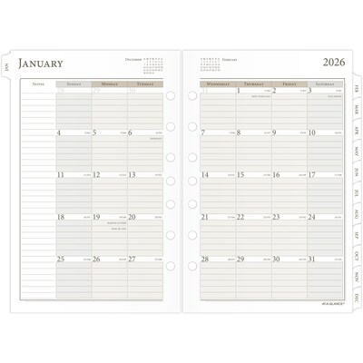 2026 AT-A-GLANCE 8.5" x 5.5" Daily & Monthly Planner Refill Pages, White/Brown (481-225A-26)