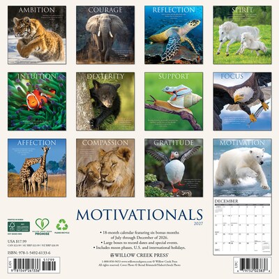 2027 Willow Creek Motivationals 12 x 12 Monthly Wall Calendar, Assorted Colors (61336)