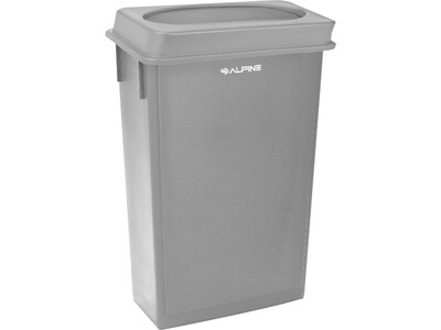 Alpine Polypropylene Trash Can with Drop-Slot Lid, 23 Gallon, Gray, 2/Pack (ALP477-GRY-PKG2-2)