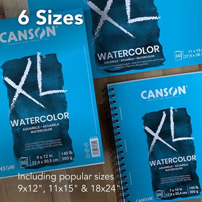 Canson XL Series 7" x 10" Wire Bound Watercolor Sketch Pad, 30 Sheets/Pad, 3/Bundle (MCXC40007742506-3)