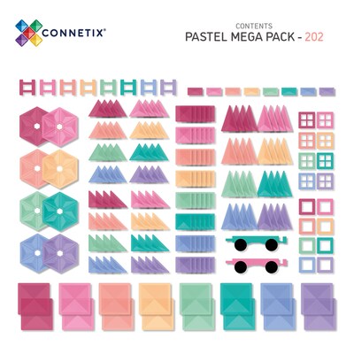 Connetix Magnetic Tiles Pastel Mega Pack, 202 Pieces (CNTP00202ME)