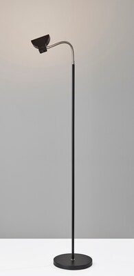 Simplee Adesso 57"H Slender LED Floor Lamp, Black & Brushed Steel (SL3974-01)