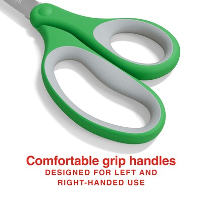 Staples Teacher Pack 5" Kids Pointed Tip Stainless Steel Scissors, Straight Handle, Right & Left Handed, 12/Pack (TR55057)