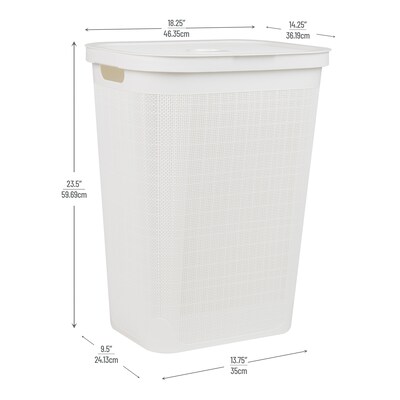 Mind Reader 15.85-Gallon Hamper with Lid, Plastic, White (60FABHAMP-WHT)