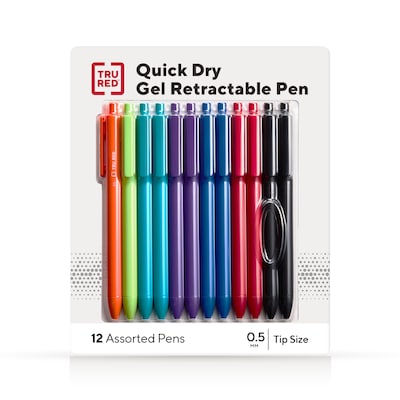 TRU RED™ Fine Point Retractable Quick Dry Gel Pens