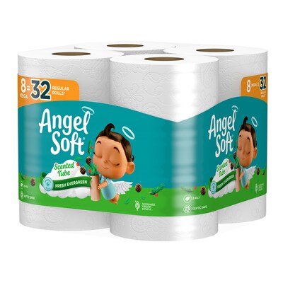 Angel Soft Mega Toilet Paper, Fresh Evergreen Scent, 2-ply, 8 Rolls/Pack (79461)