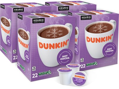 Dunkin' Milk Chocolate Hot Cocoa, Keurig K-Cup Pod, 22/Box, 4 Boxes/Carton (611247377215CT)