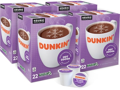 Dunkin Milk Chocolate Hot Cocoa, Keurig K-Cup Pod, 22/Box, 4 Boxes/Carton (611247377215CT)