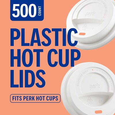 Perk™ Plastic Hot Cup Lid, 10/12/16 Oz., White, 500/Carton (PK54369CT)