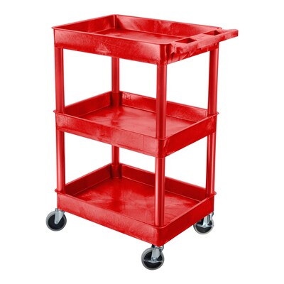 Luxor ENDURA 3-Shelf Utility Cart, Red (RDSTC111RD)
