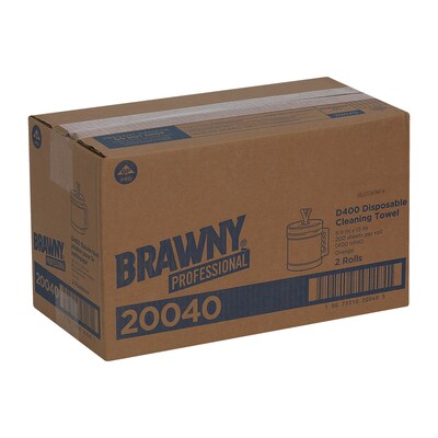 Brawny Professional D400 Durable Fibers Cleaning Wipers, 13" x 9.9", Orange, 200 Wipers/Box, 2/Carton (20040)
