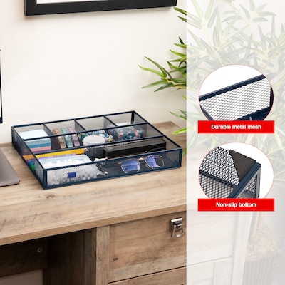 Staples 6-Compartment Metal Mesh Drawer Organizer, Navy Blue (ST63847)