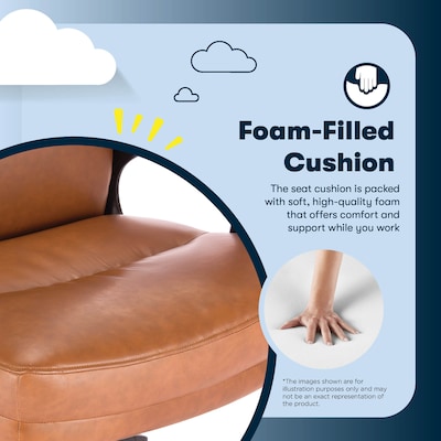 Serta Comfort Big & Tall Ergonomic Bonded Leather Swivel Executive Chair, Cognac (CHR10131D)