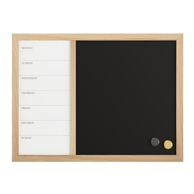 Martha Stewart Everette Magnetic Chalk-Dry Erase Weekly Calendar Combo Set, Engineered Wood Frame, 24"x18" (BRPMCO1M24561LN)